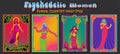 Psychedelic Art Women Poster Set