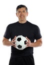 Man Holding Soccer Ball