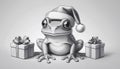 Christmas frog with gifts cartoon