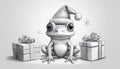 Christmas frog with gifts cartoon