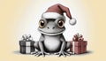 Christmas frog with gifts cartoon