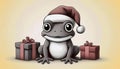 Christmas frog with gifts cartoon