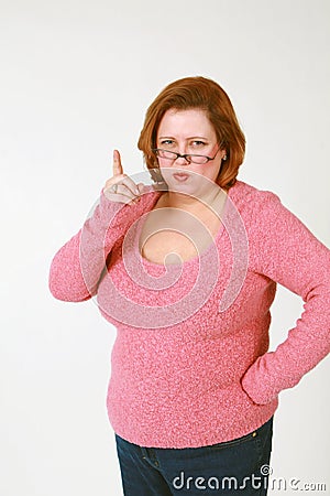 Woman wagging finger Stock Photo