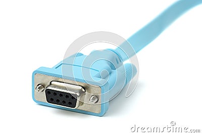 Blue cable with DB9 connector Stock Photo