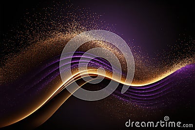 Generative AI illustration of purple and gold waves and dust colorful abstract background Cartoon Illustration