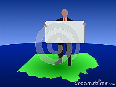 Man on Ohio map with sign Vector Illustration