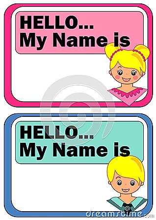 Name Tags for Kids Vector Illustration