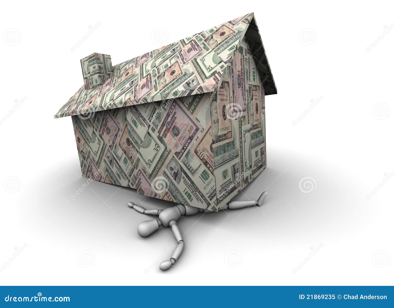 Money house crushing man stock illustration. Illustration ...