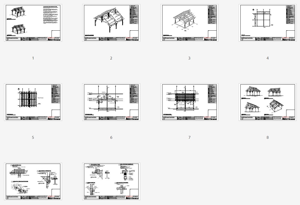 20x20 King Post Truss Pavilion Plan (53423) - Plan Overview