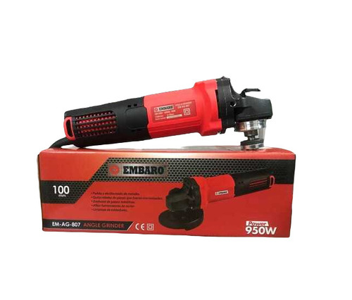 950 Watt Angle Grinder - Plastic Body, Standard Size, Red and Black | High-Speed, Manually Controlled, Lightweight, Easy to Operate, Shock Resistant, High Efficiency