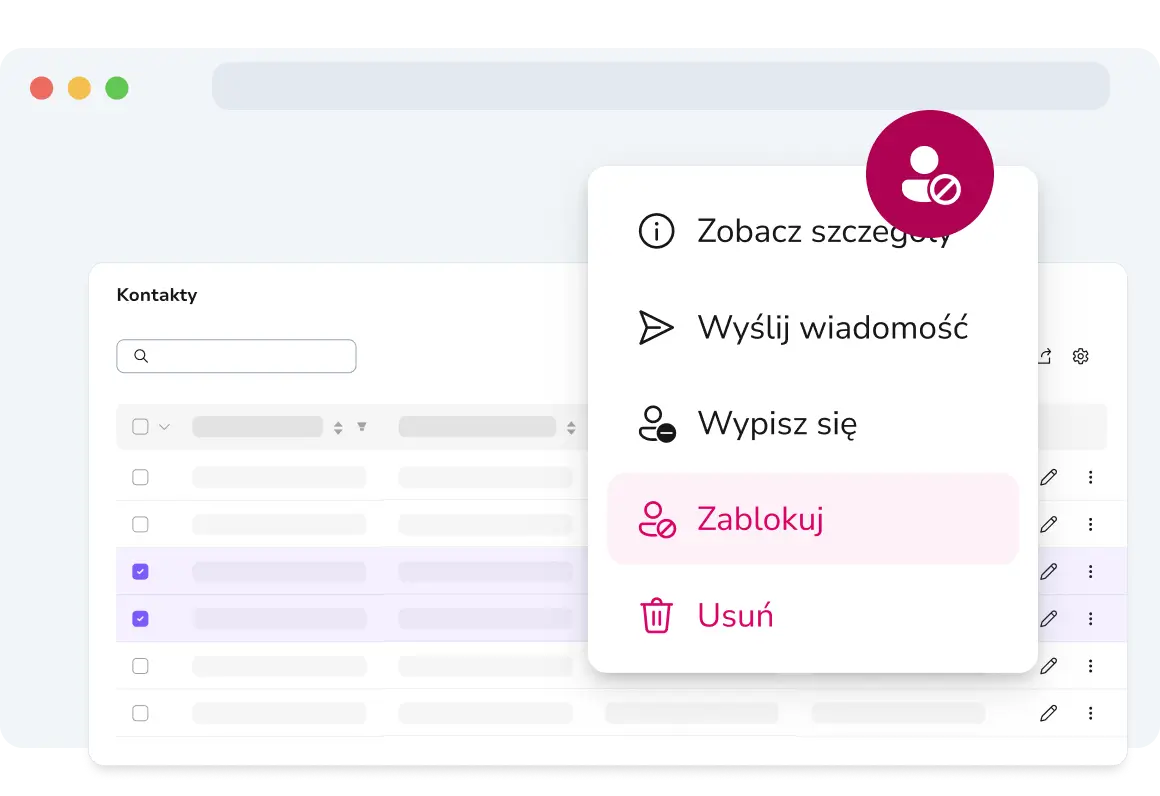 Funkcja TopMessage umożliwiająca blokowanie kontaktów jednym kliknięciem i zarządzanie listą zablokowanych numerów