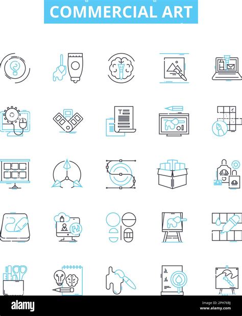 Commercial Art Vector Line Icons Set Advertising Graphics