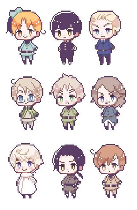 Pixel Art With Different Avatars And Hair Styles For Each Character In