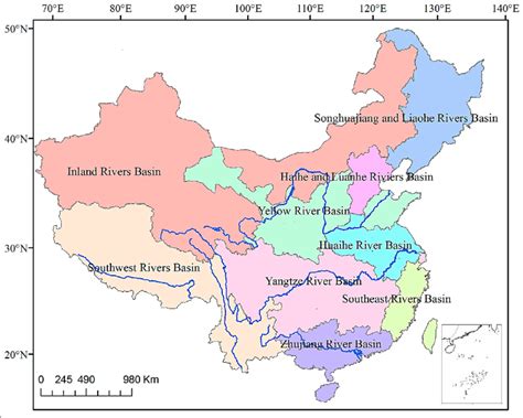 Location Map Of Nine Major River Basins In China Download Scientific