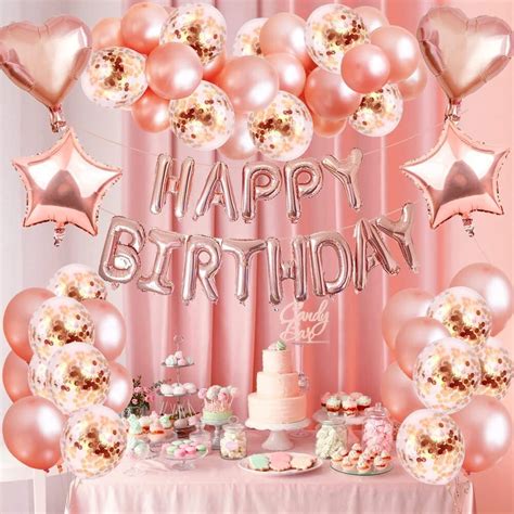 Specool 62pcs Birthday Decorations Rose Gold Birthday Party