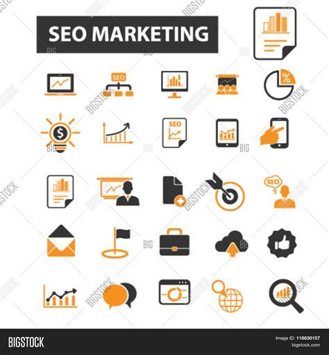 Seo Marketing Icons Vector And Photo Free Trial Bigstock