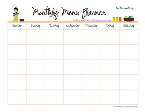 Monthly Menu Planner Template Download Fillable Pdf Templateroller