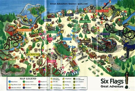 Theme Park Brochures Six Flags Great Adventure Map 1998 Theme Park