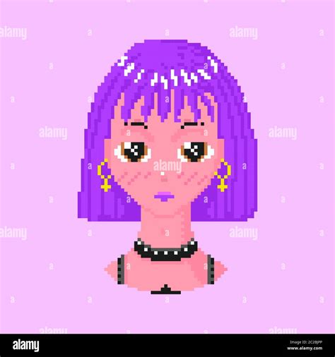 Anime Girl Pixel Art 8 Bit Objects Fashion Character Avatar Retro