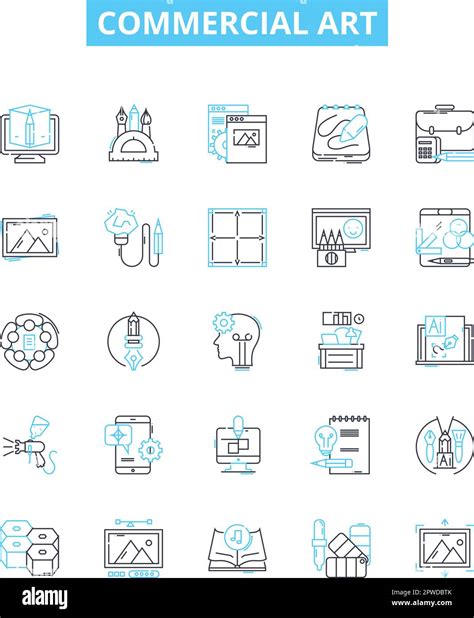 Commercial Art Vector Line Icons Set Advertising Graphics