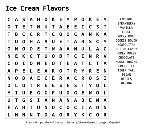 Download Word Search On Ice Cream Flavors