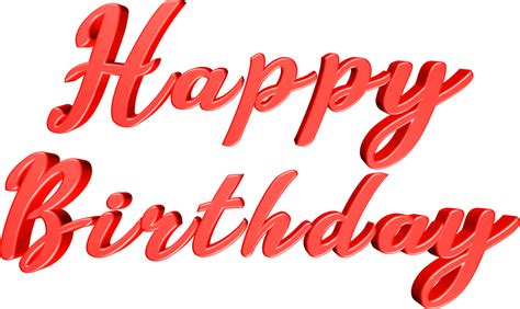 Feliz Cumpleaños 3d Render Texto Rojo 18134223 Png