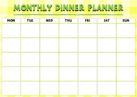 Monthly Dinner Planner 10 Free Pdf Printables Printablee