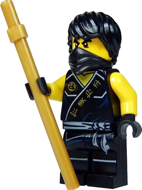 Lego Ninjago Minifigure Cole Black Ninja With Golden Kendo Stick