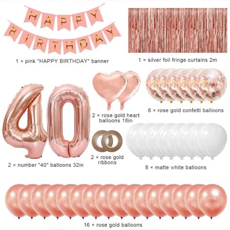 40th Birthday Decorations Rose Gold Balloons Balloons And Accessories