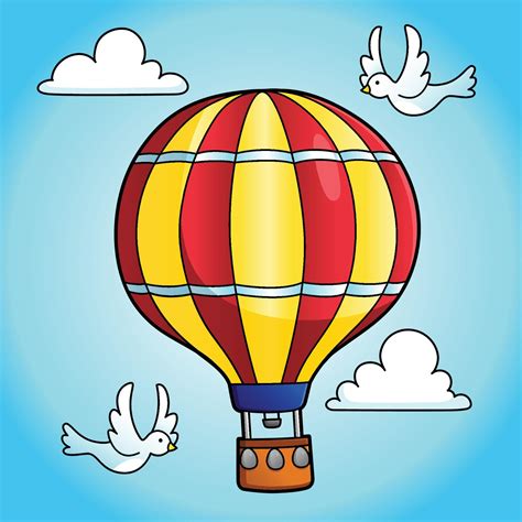 Ilustración De Vehículo De Dibujos Animados De Globo Aerostático