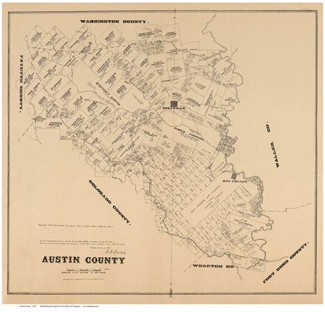 Austin County Texas 1879 Old Map Reprint Old Maps