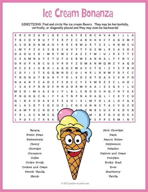 Ice Cream Day Party Word Search Puzzle Worksheet Activity Ice Cream