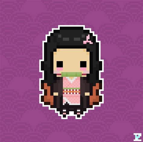 Demon Slayer Nezuko Kamado Chibi Pixel Art Pixel Art Pixel Art Anime