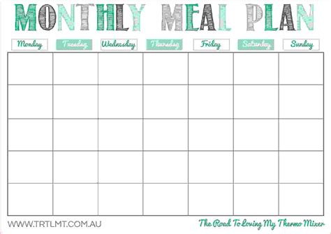 Free Printable Monthly Meal Planner Template Meal Planning Calendar