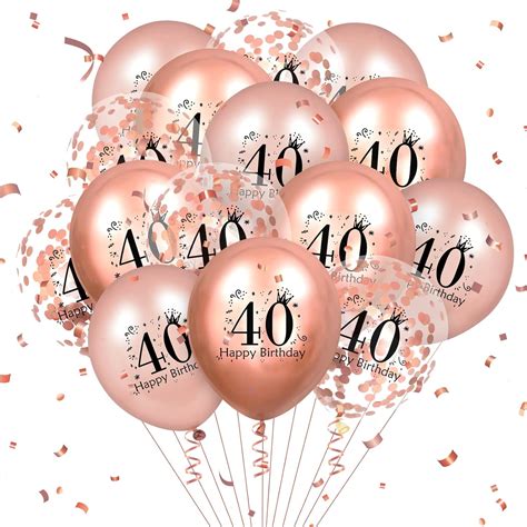 40th Birthday Balloons 18 Pcs Rose Gold Happy 40th Birthday