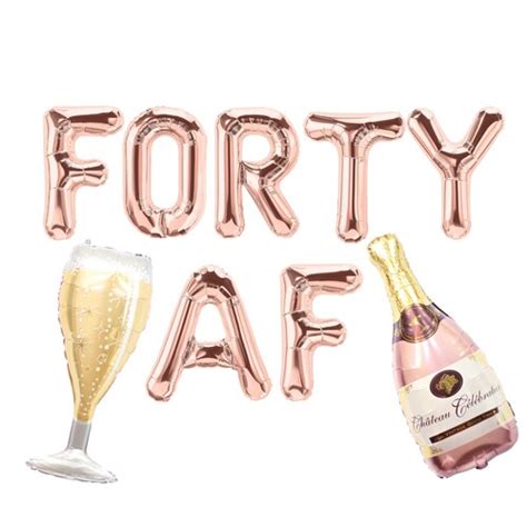 Forty Af 16 Rose Gold 40th Birthday Rose Gold Balloons Etsy