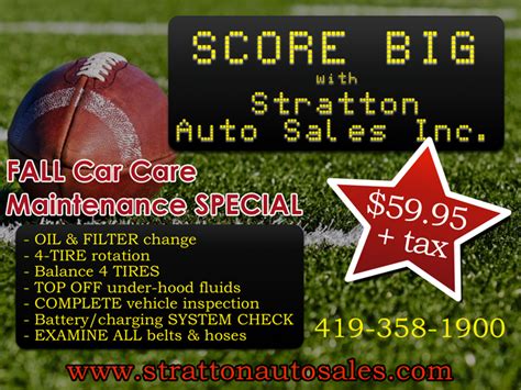 Check Out Strattons Auto Sales Fall Car Care Maintenance Special