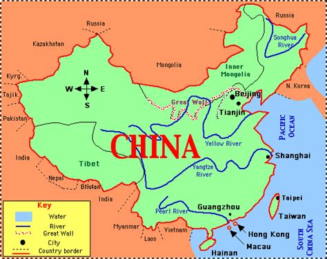 China Map Rivers