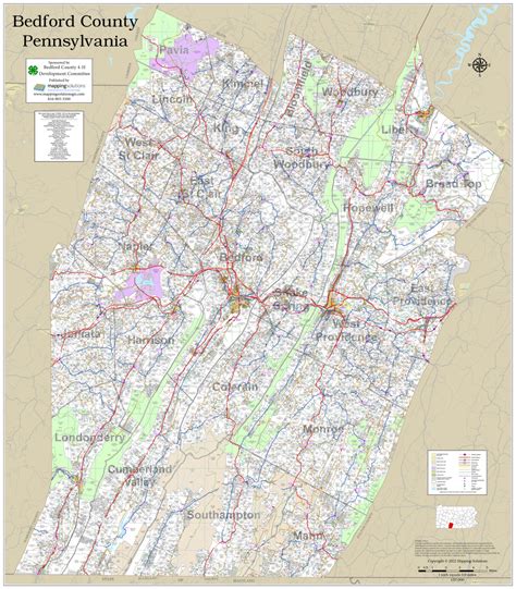 Bedford County Pennsylvania 2022 Wall Map Mapping Solutions