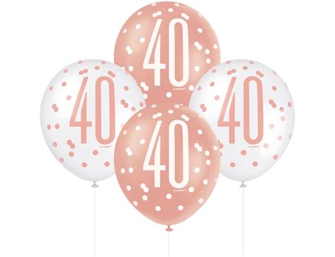 6 Rose Gold 40th Birthday Balloons 40th Birthday Decorations Etsy