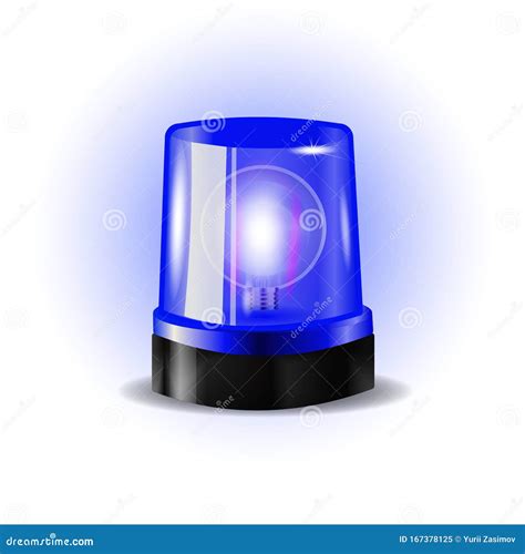 Blue Flashers Siren Vector Realistic Object Light Effect Beacon For