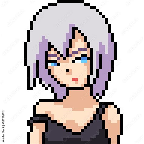 Vector Pixel Art Anime Girl Stock Vector Adobe Stock