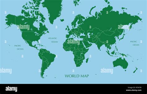 World Map Mercator Projection With Boundary Line Stock Photo Alamy