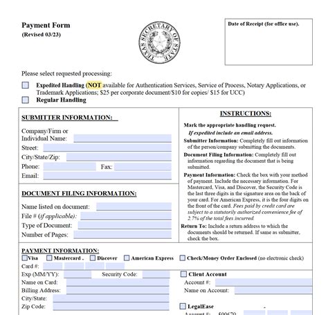 Form 807 Texas Sos