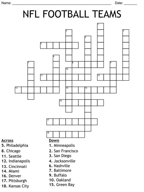 Nfl Tiebreakers Crossword