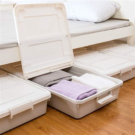 IRIS USA Under Bed Plastic Storage Box with Drawer, White, 1 Pack