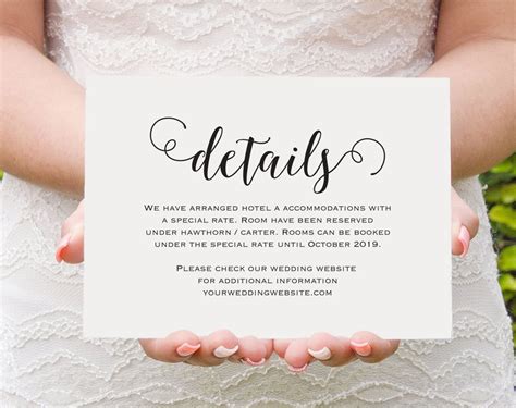 Wedding details card wedding information card Etsy