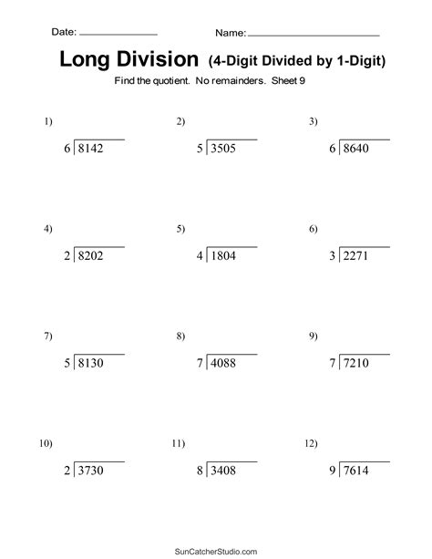 long division worksheets