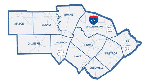 Austin Texas Counties Map