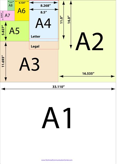 Paper Size Chart Printable